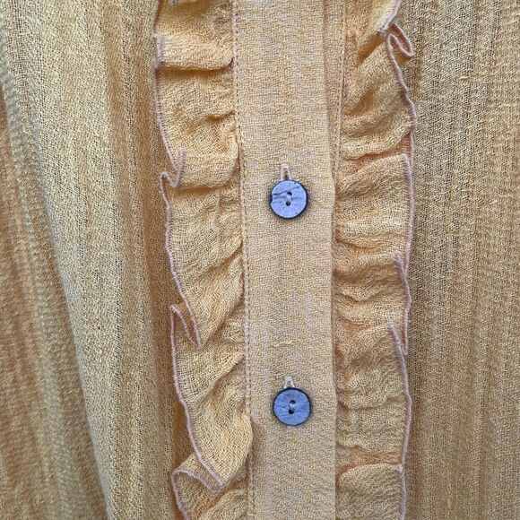 LISA MARIE FERNANDEZ Dress Sz 0 Orange Gauze Square Neck Mini Ruffled Spaghetti - Picture 7 of 13